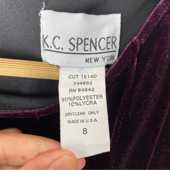 Vintage 90s Y2K Dark Purple Velvet Long Sleeve Maxi Dress 8 - Picture 8 of 8